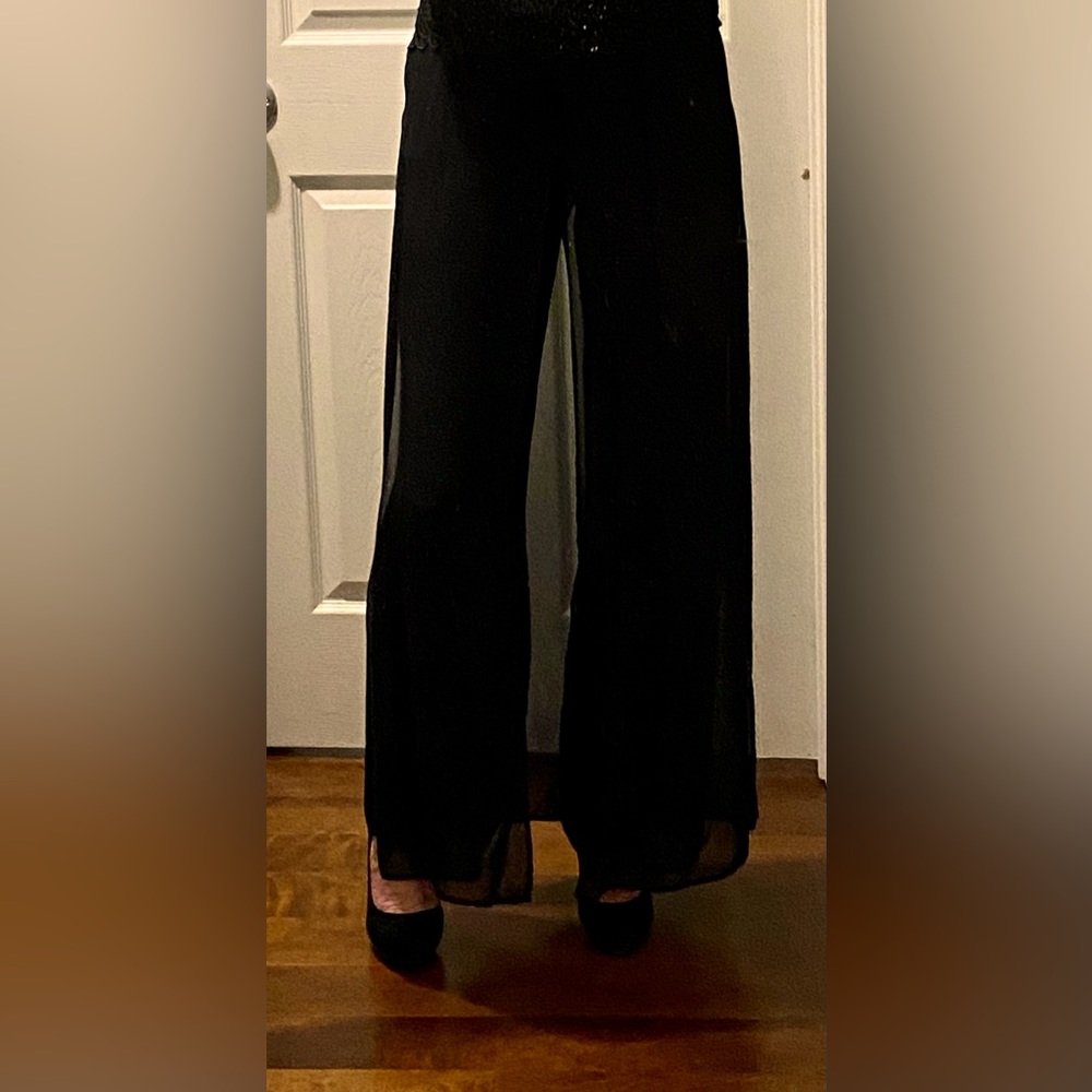 Beautiful wide leg chiffon dress pants. Tadashi.
